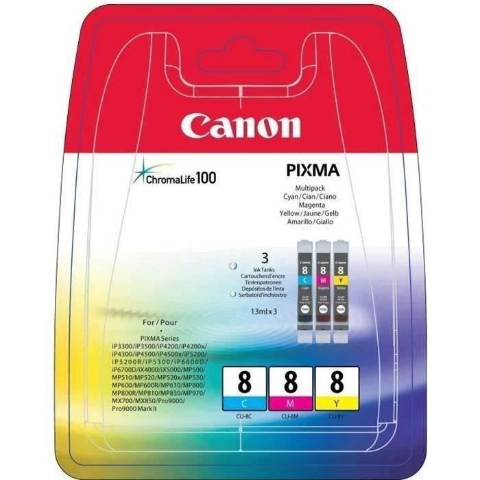 CANON Pack 3 Cartouches CLI-8 C/M/Y - 3 couleurs - pour impression photo
