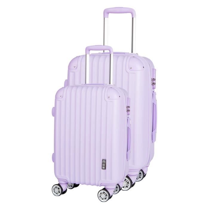 CDB Set de 2 Valises Chariots Rigides ABS Pastel 8 Roues 48-69cm Parme