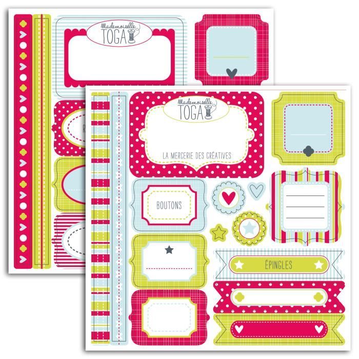 MLLE TOGA Lot de 2 planches de stickers fantaisie - 150x150 cm