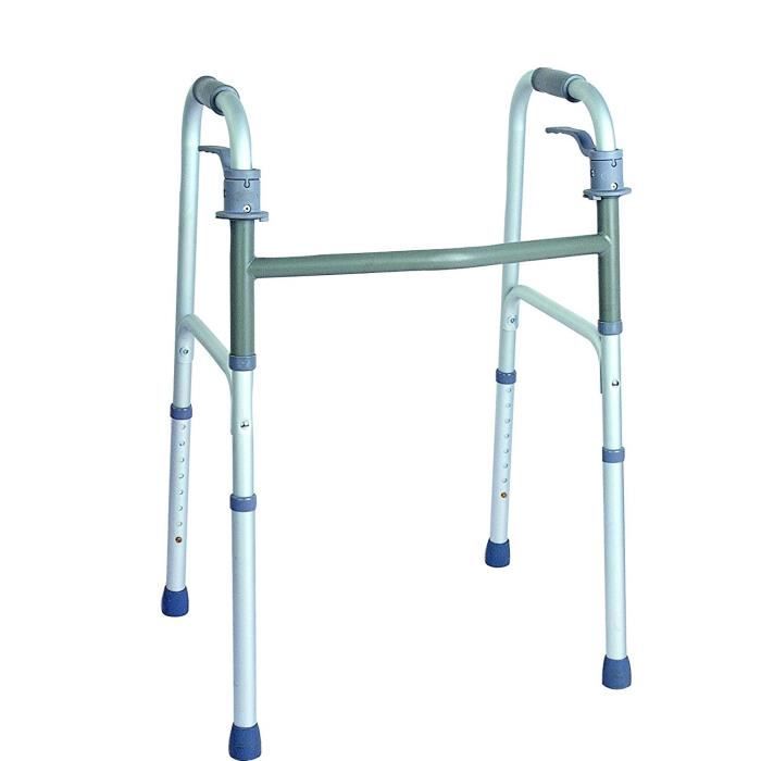 Déambulateur pliable NOVOLIFE - En aluminium léger - Hauteur ajustable de 77,5 à 85 cm - 54 x 42 cm