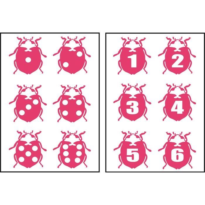 PLAGE Stickers adhésif mural Taille S - Coccinelles de la chance magenta2 planches 29,7 x 21 cm, divers motifs
