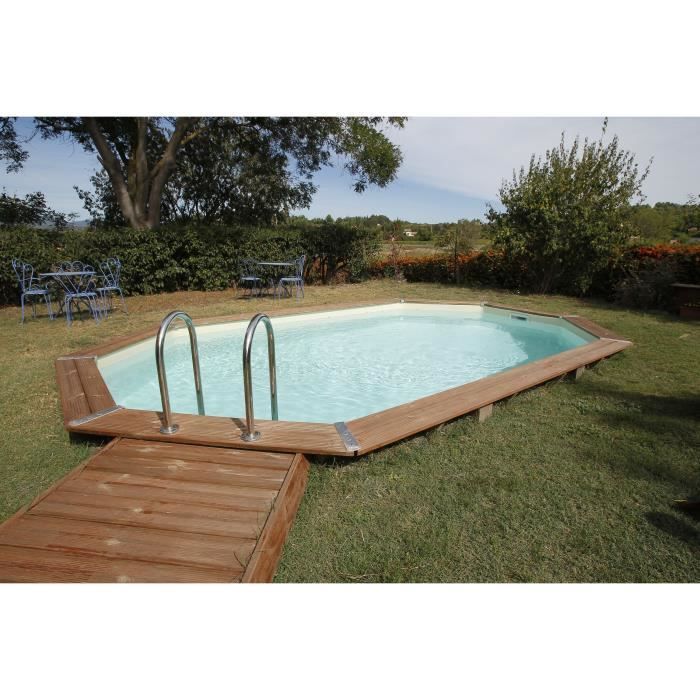 UBBINK Piscine en bois H120 - 350 x 500 cm - Liner sable