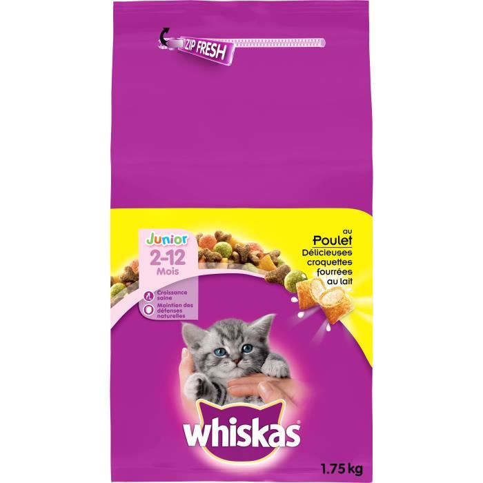 WHISKAS Croquettes au poulet - Pour chaton - 1,75 kg