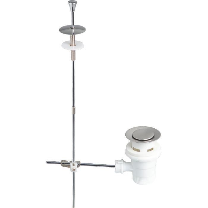 WIRQUIN Bonde de lavabo à tirette - Plastique - Trop-plein et clapet entrant inox