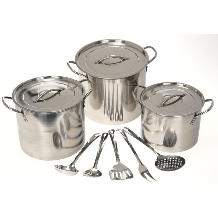 Lot 3 marmite inox 22/25/27cm + ustensiles   Achat / Vente CASSEROLE