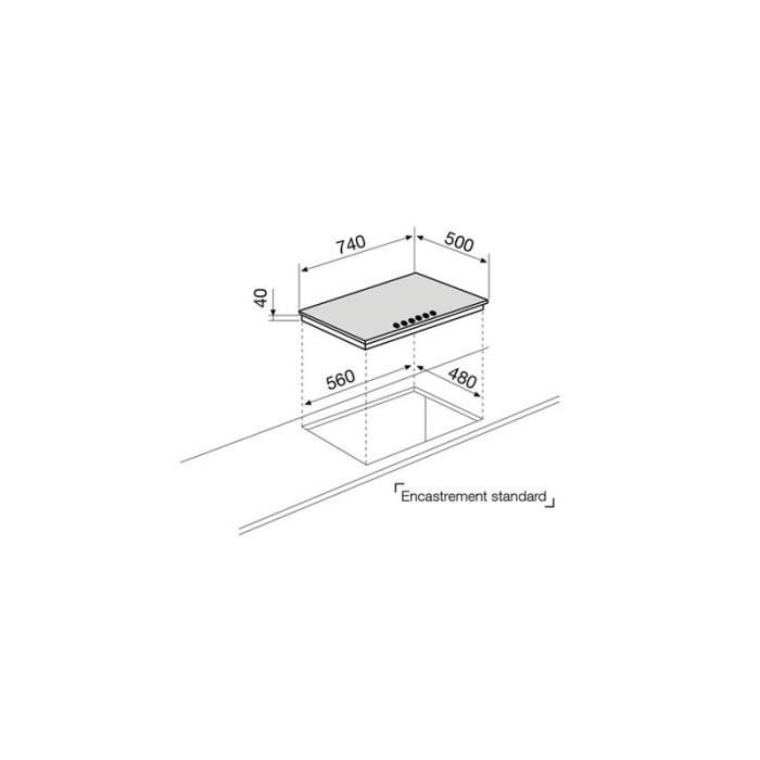 Table 5 foyers gaz 75cm Glem GT851HIX1