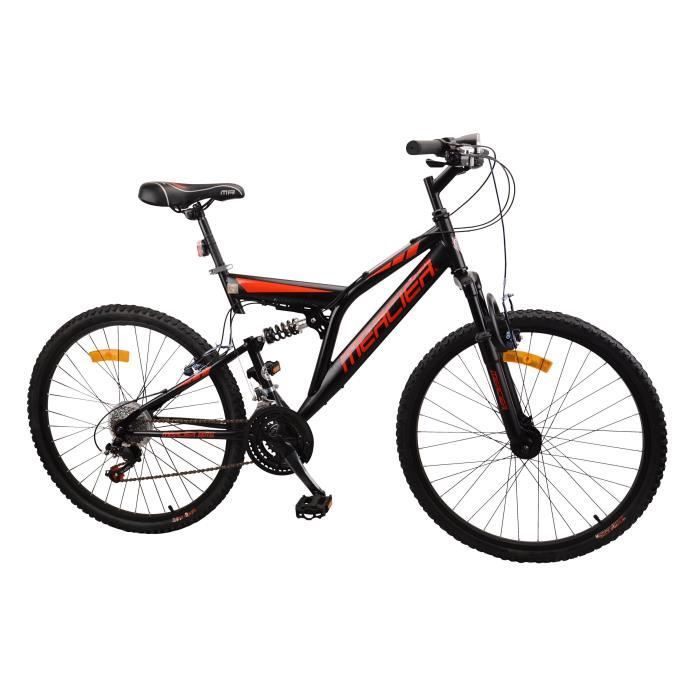 MERCIER Vélo tout suspendu 26'' - 18 vitesses - Noir et rouge
