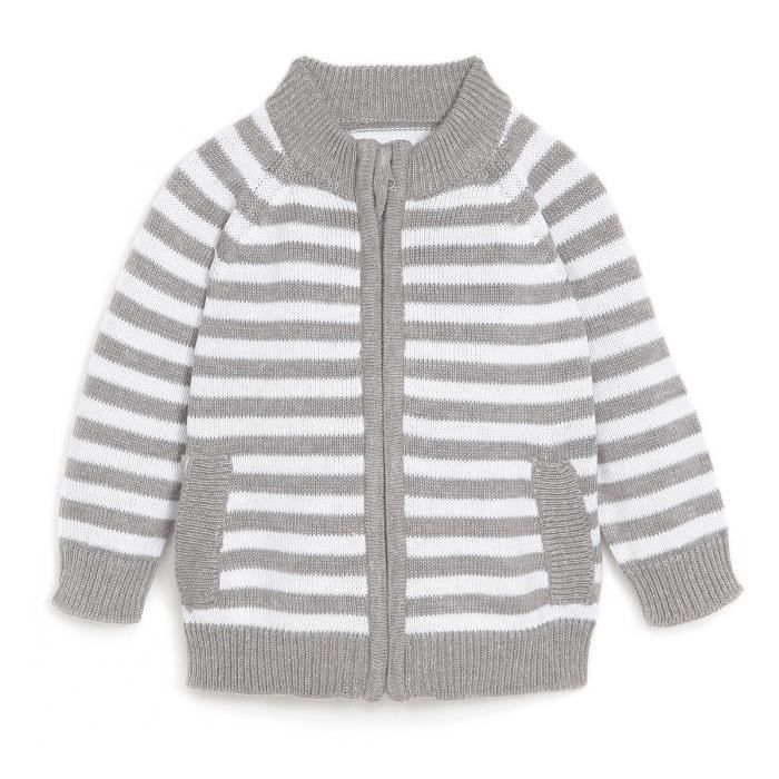 BÉBÉ RêVE Gilet blanc et gris chiné Bébé mixte