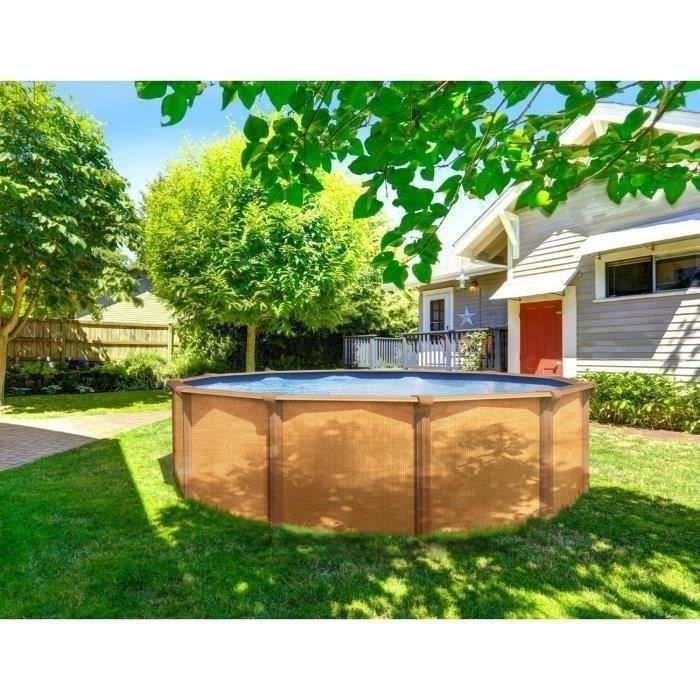 TRIGANO Piscine ronde en métal 4,95x1,32m - Marron