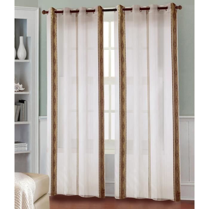 Paire de voilages rayures 140x260 cm Choco