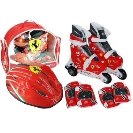 FERRARI Pack Rollers en Ligne 8403 + Set de Protections et Casque