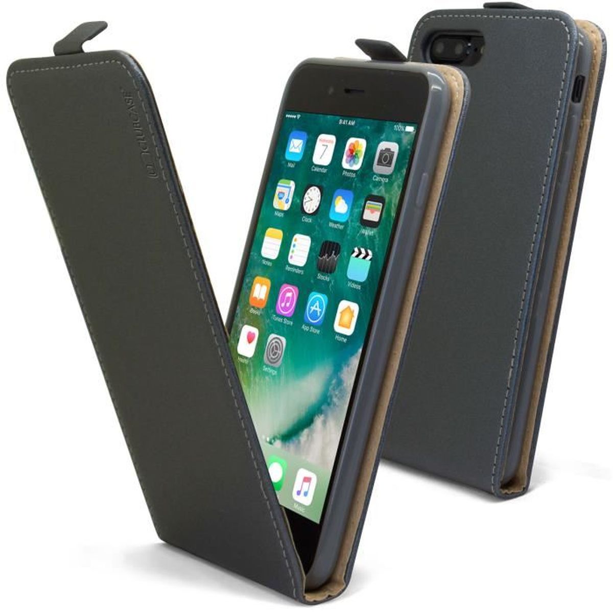 Coque iPhone 7 Plus (5 5) Rabat vertical Caseink Cuir Eco