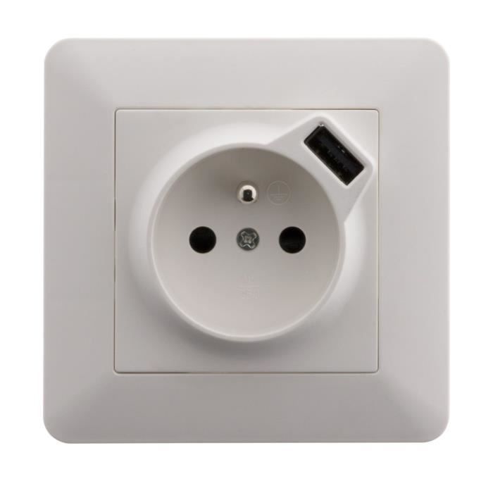 ARTEZO Prise avec terre 2P+T 16 A encastrable avec prise USB (2,4 A) blanc
