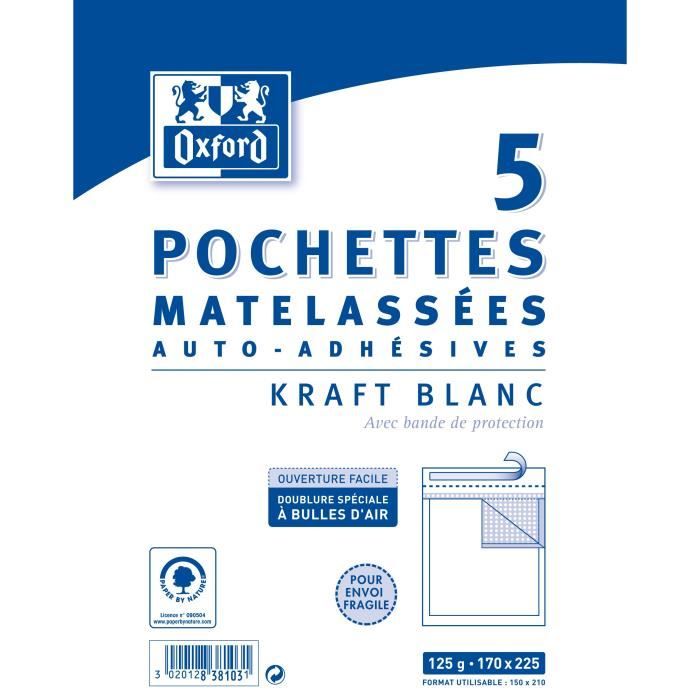 OXFORD 5 Pochettes Matelassées - 22,5 cm x 17 cm x 3 cm