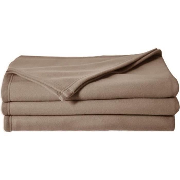 Couverture Polaire Taupe Poleco 100% polyester 320g 240x220 - Poyet Motte