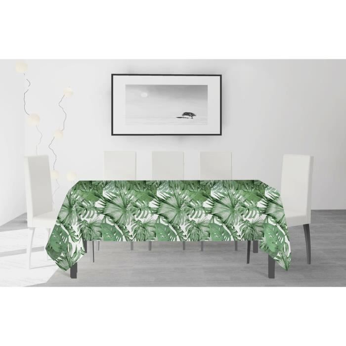 SOLEIL D'OCRE Nappe anti-tâches Nouméa - 140 x 240 cm - Vert