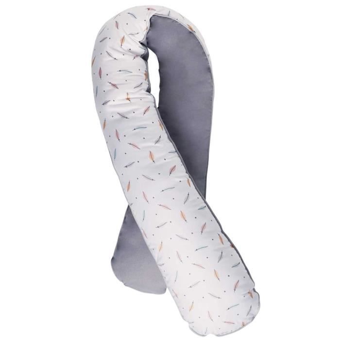 CANDIDE Coussin Confort Evolutif Jersey - Imprimé plumes - Gris