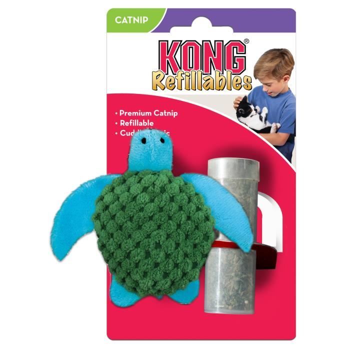 KONG Peluche rechargeable avec herbe a chat Cat Refill Catnip Turtle Pour chat