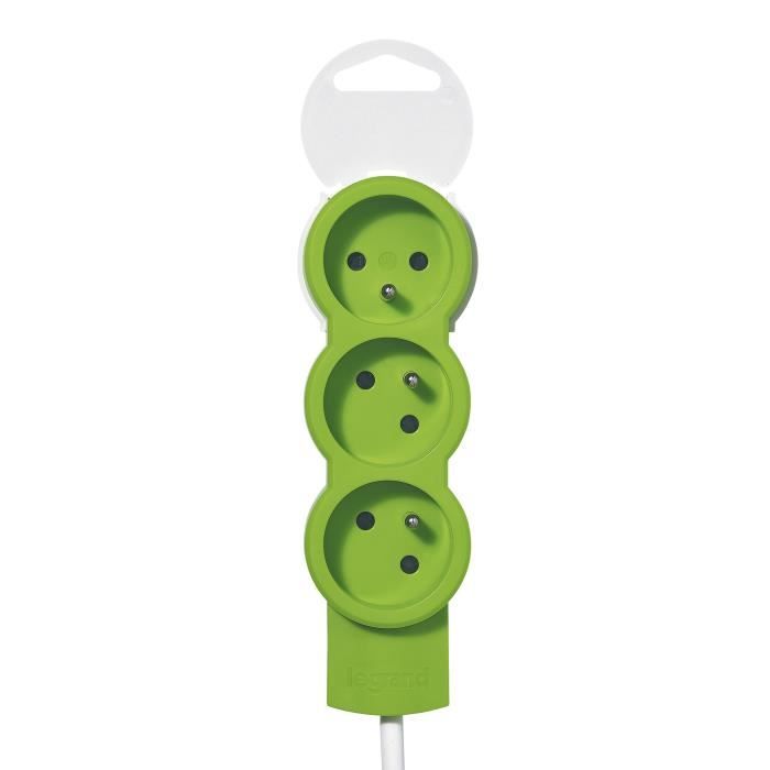 LEGRAND Rallonge multiprise standard 3x2 P+T cordon 1,5 m vert