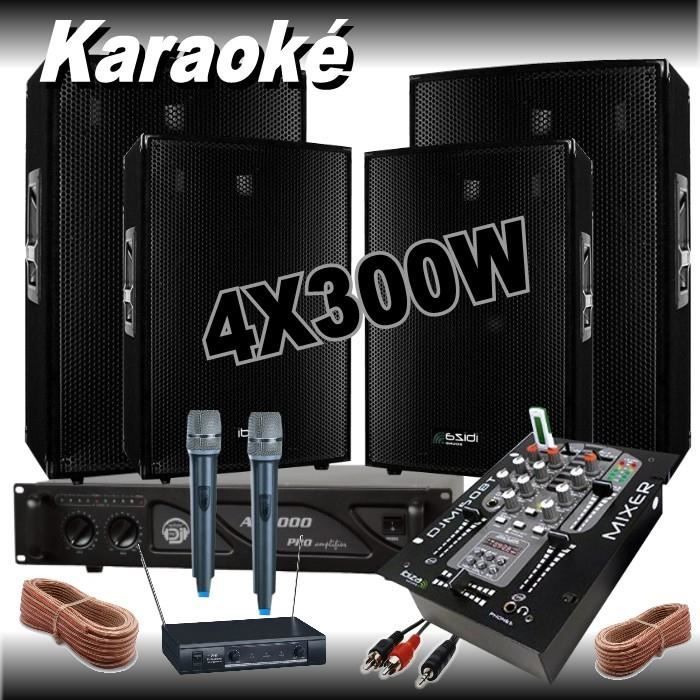 Pack Sono 600W - Ampli Bluetooth + 2 Enceintes + Table De Mixage + Lumières - Pour Soirée Maison