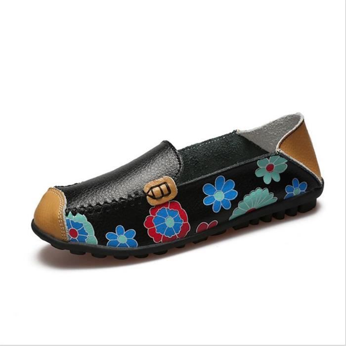 noir Bjyg Printemps Femmes bleu Chaussures Ete Cuir rose Mocassins Jaune xz056noir38 R1zXqww