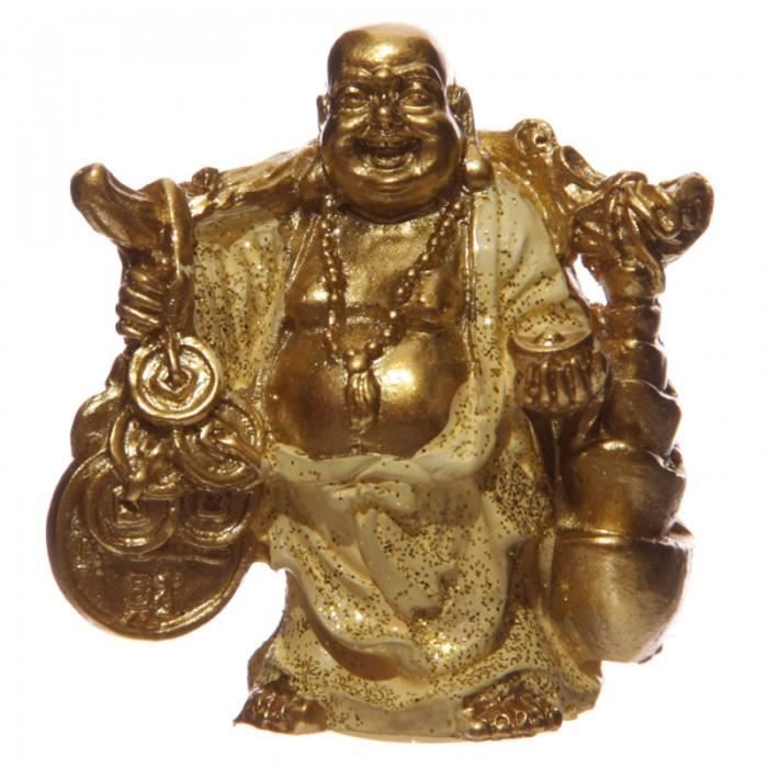 Toile Bouddha Rieur 76x50 Cm - Impression Sur Canvas Tendue, Décoration Zen Et Porte-bonheur