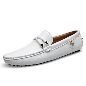 Blanc Cuir Homme Chaussures Souple Mocassins Ville Basses De shrtdQ