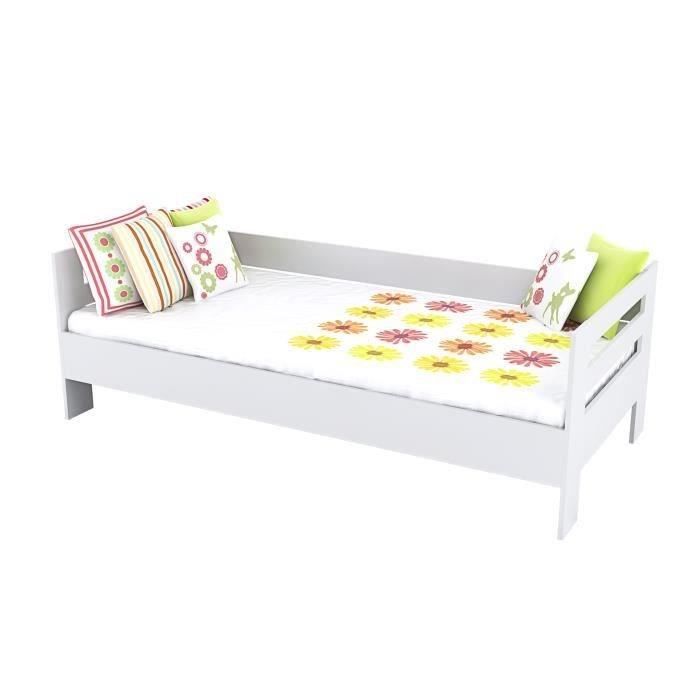 BONGO Lit banquette enfant contemporain mélaminé blanc mat - l 90 x L 190 cm