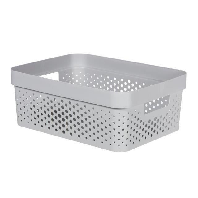 CURVER Panier de rangement Infinity 11 L - Aspect tricot - Gris