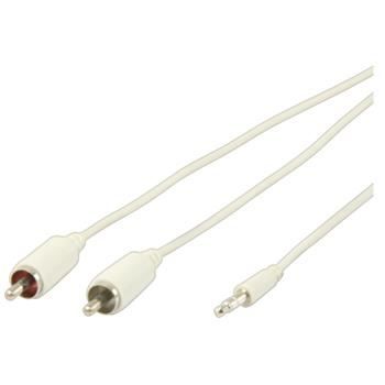 VALUELINE VLMP22200W5.00 Câble audio stéréo - Jack 3,5 M - 2RCA M 3,5 mm mâle - 2x RCA mâles - 5,00 m - Blanc
