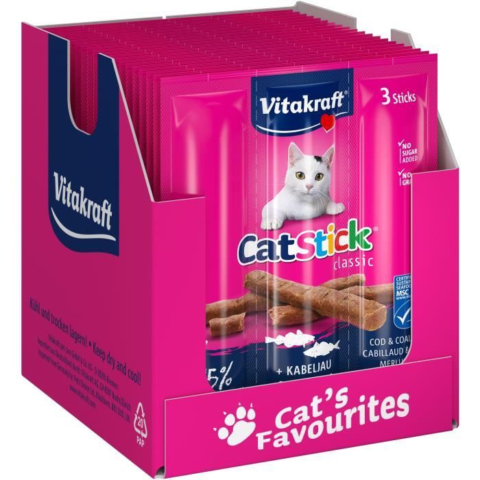 VITAKRAFT Mini bâtons à mâcher - Chat - 3 x 6 g