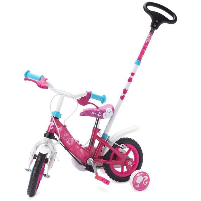 Barbie   Vélo 10 pouces avec canne directionnelle pour apprendre le