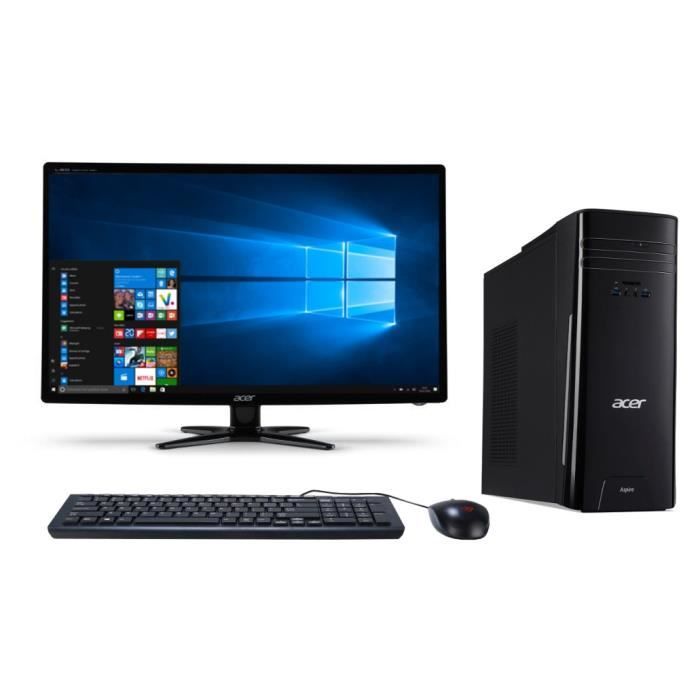 ACER PC de bureau Aspire TC-780 - RAM 4Go - Intel Core i5-7400 - Stockage 1To -GTX 1050 - Windows 10 + Ecran 24\