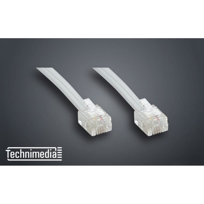 TECHNIMEDIA 9139TM03 Câble RJ11 Haut-Débit ADSL - 5 m - Blanc