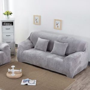 HOUSSE DE CANAPE Taille L Argent Velu Housse de canapé élastique CD