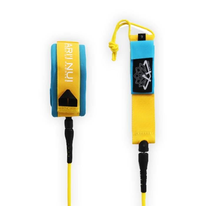 ARI'INUI Leash spirale Genou - Ø 9 mm - Jaune et Bleu