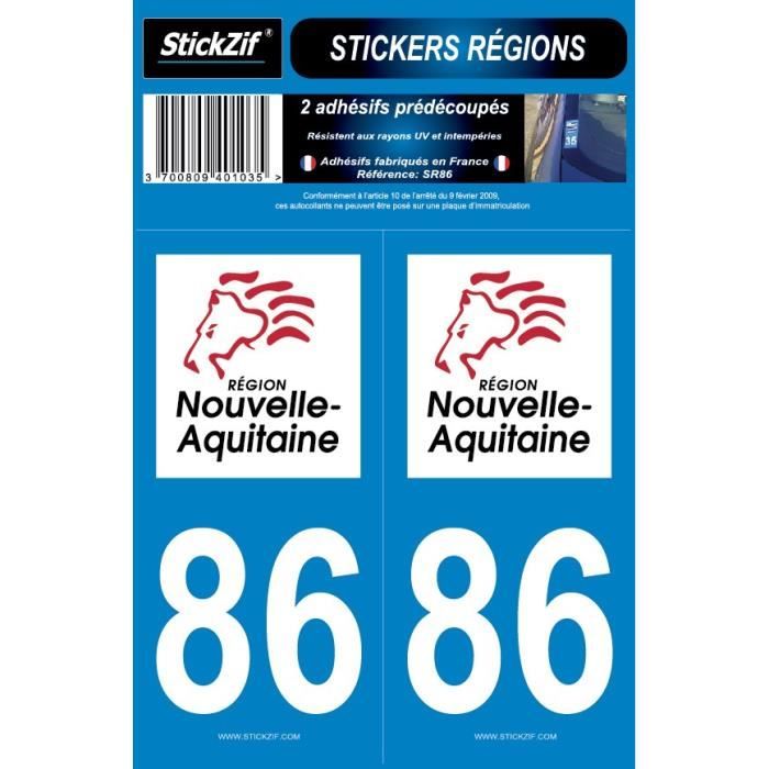 STICKZIF 2 Autocollants Région Département 86 SR86