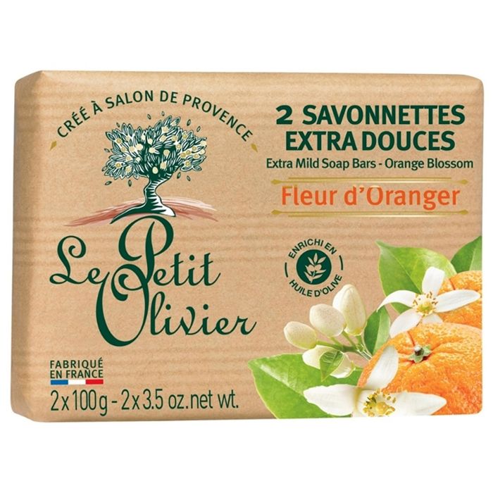 LE PETIT OLIVIER Savonnettes - Extra Douces - Fleur d'Oranger - 2 x 100 g