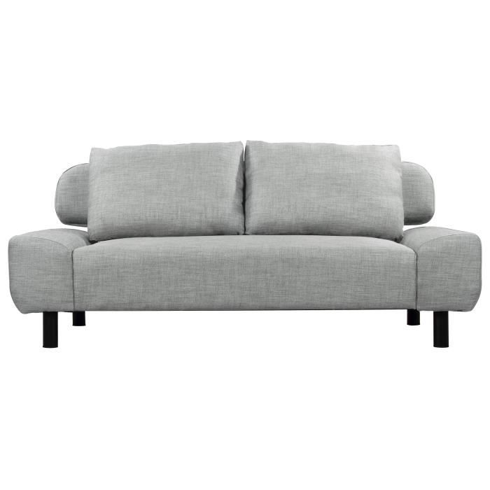 ELIOT Banquette clic-clac convertible 2 places - Tissu gris clair - Style contemporain - L 186 x P 93 cm