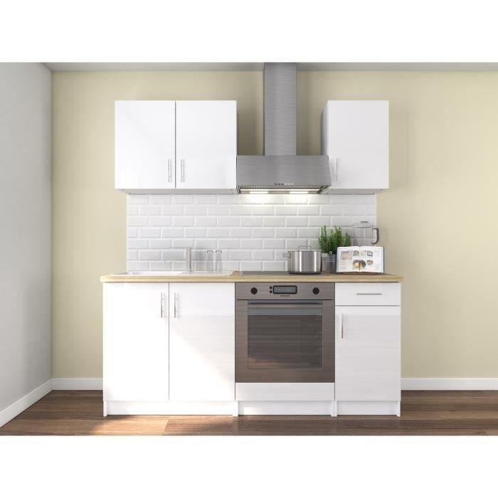 OBI Cuisine complète L 180 cm - Blanc laqué brillant