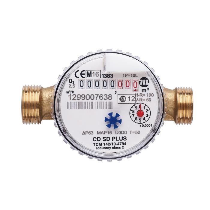SOMATHERM Compteur divisionnaire - Eau chaude - Calibre 15 mâle 3/4\