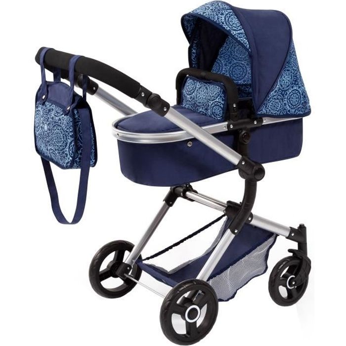 BAYER Design Poussette Landau Combi Pour Poupée Neo Vario, Convertible, Pliable, réglable, Moderne, 18403AA, Bleu Marine avec Motif