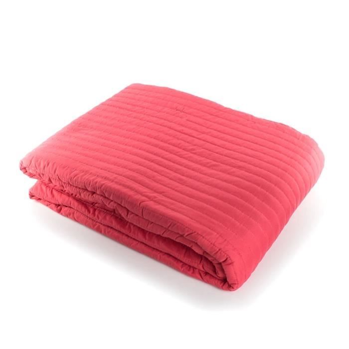 ANDORA Couvre-Lit LILI 230x250 cm + 2 Taies d'Oreillers 60x60 cm corail
