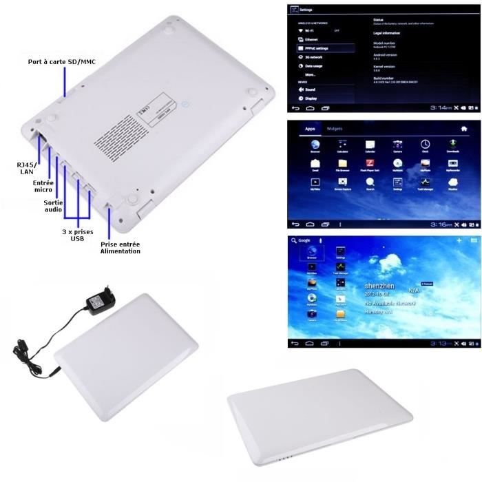 MEGA Pack- Mini ordinateur portable Netbook Blanc1