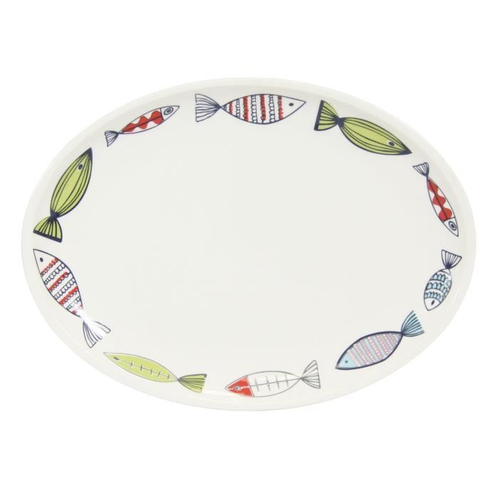 NOVASTYL Plat oval 30 cm Fish - Bleu - Porcelaine
