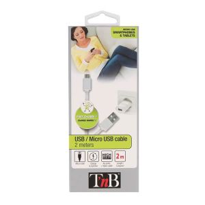 TNB Câble USB Micro USB nylon 2m - Blanc