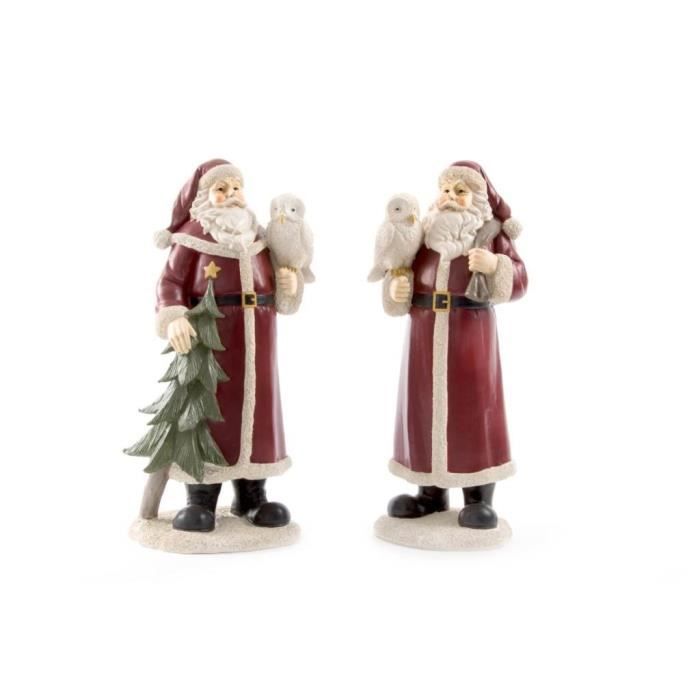 Personnage de Noël Père Noël en résine rouge 18,5 x13x36cm