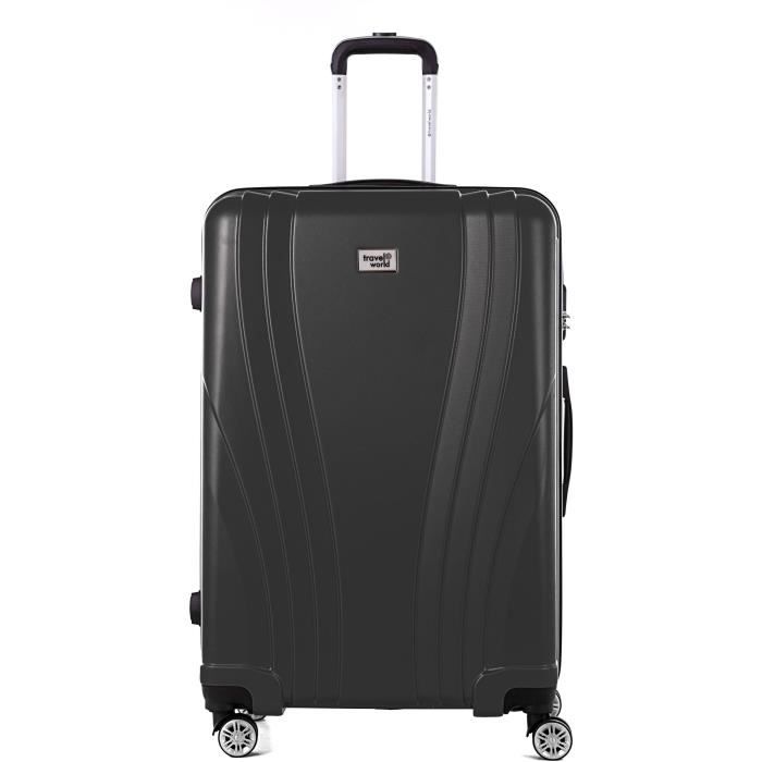 TRAVEL WORLD Trolley Case XXL 80cm avec 4 roues Gris Foncé