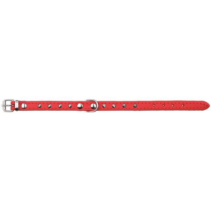 TRIXIE Basic collier avec rivets - XS : 21-25cm / 12mm - Rouge - Pour chien