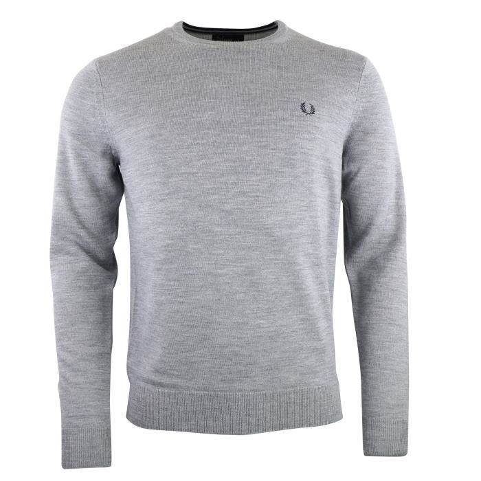 Rond L Perry Col Pull Merinos K7211 Gris Laine gris Fred wUT6zqxYz
